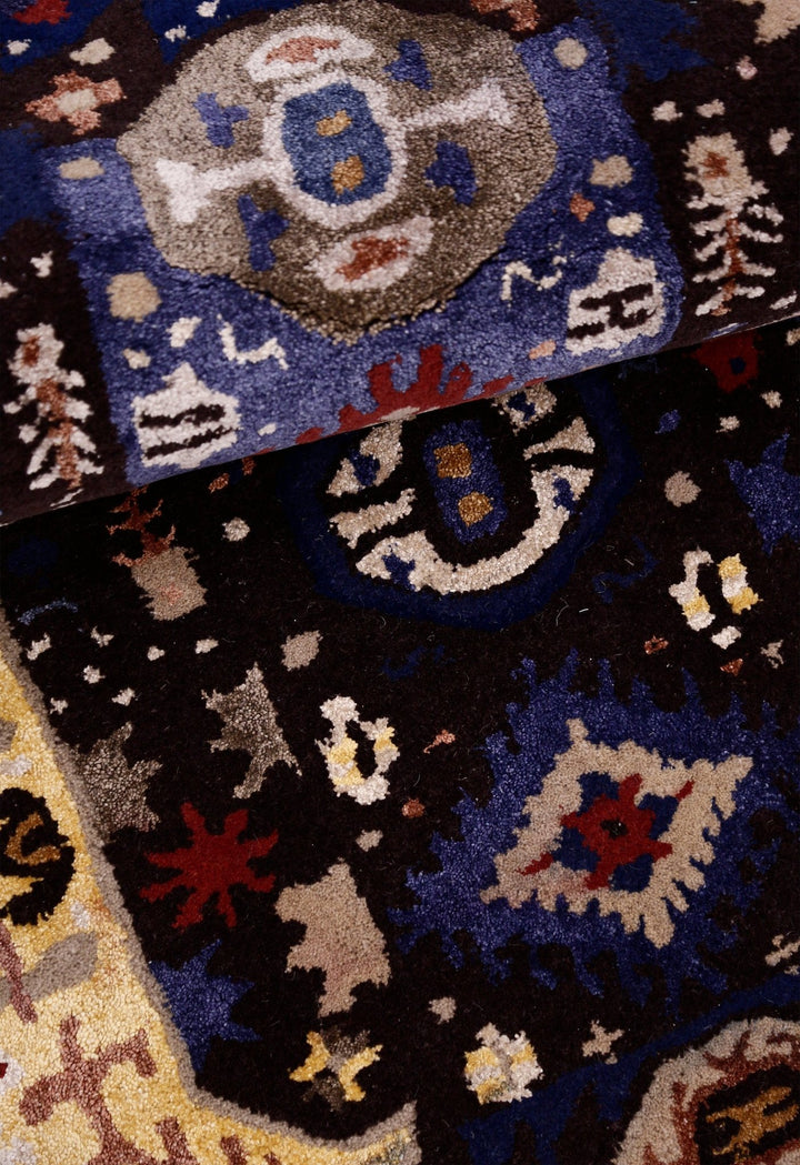 Modern Tribal Design Maroon Hand Tufted 4x8 Wool Area Rug - The Rug Decor
