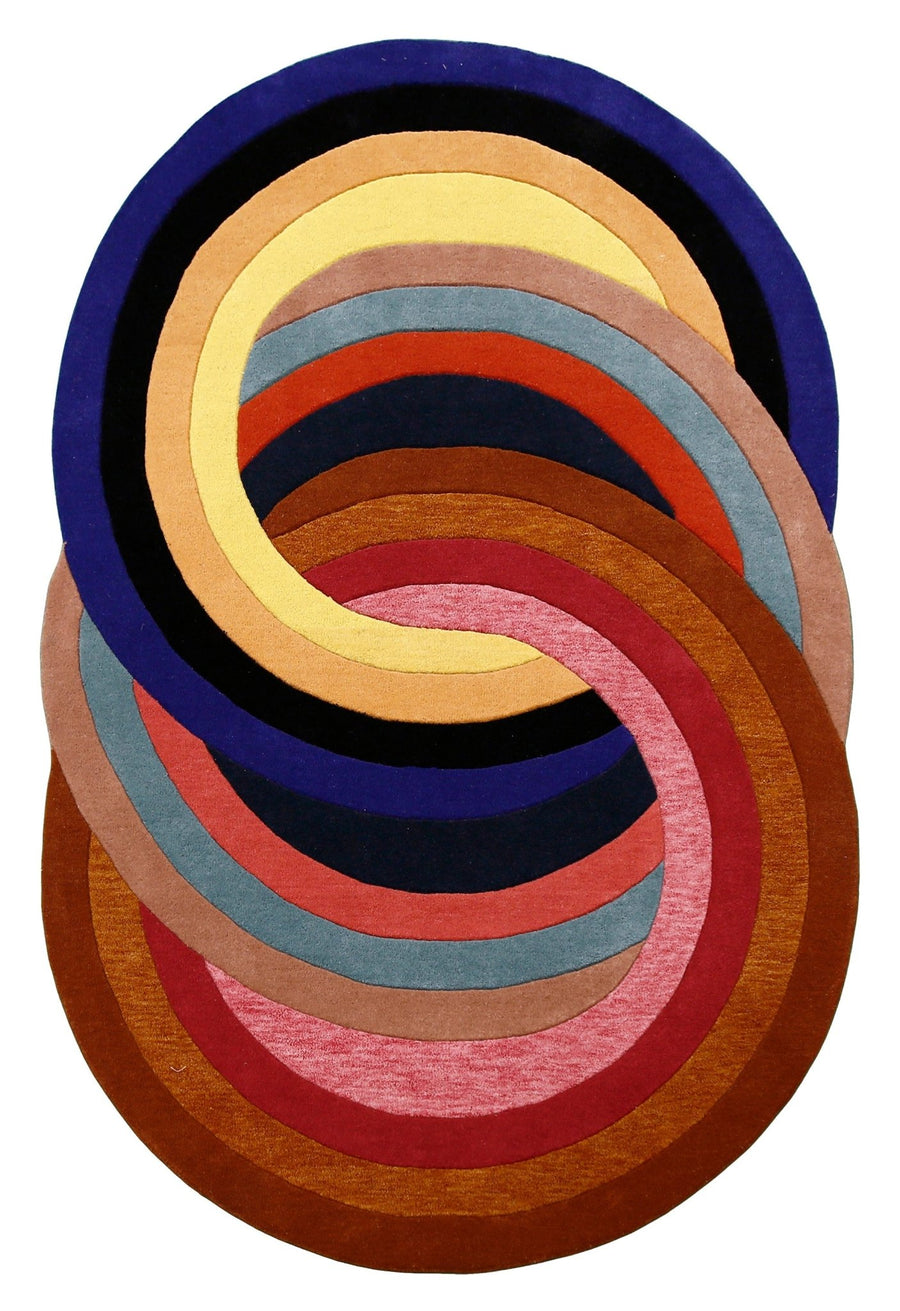 Modern Twin Rings Multicolor Hand Tufted 5x7 Wool Rug - The Rug Decor
