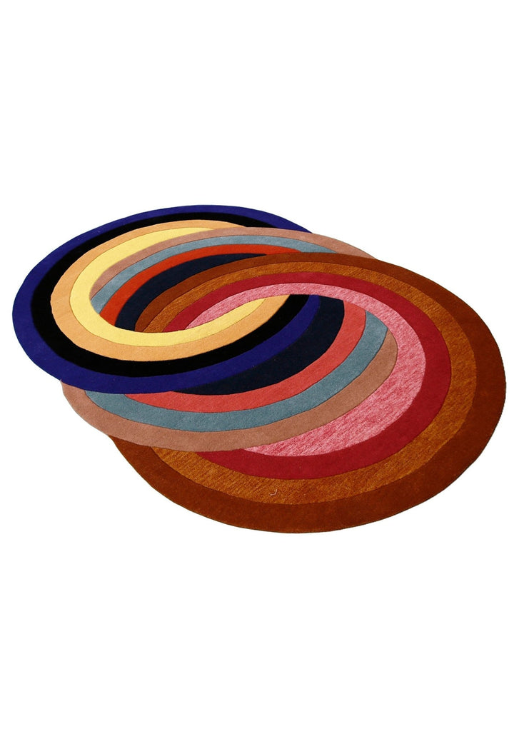 Modern Twin Rings Multicolor Hand Tufted 5x7 Wool Rug - The Rug Decor