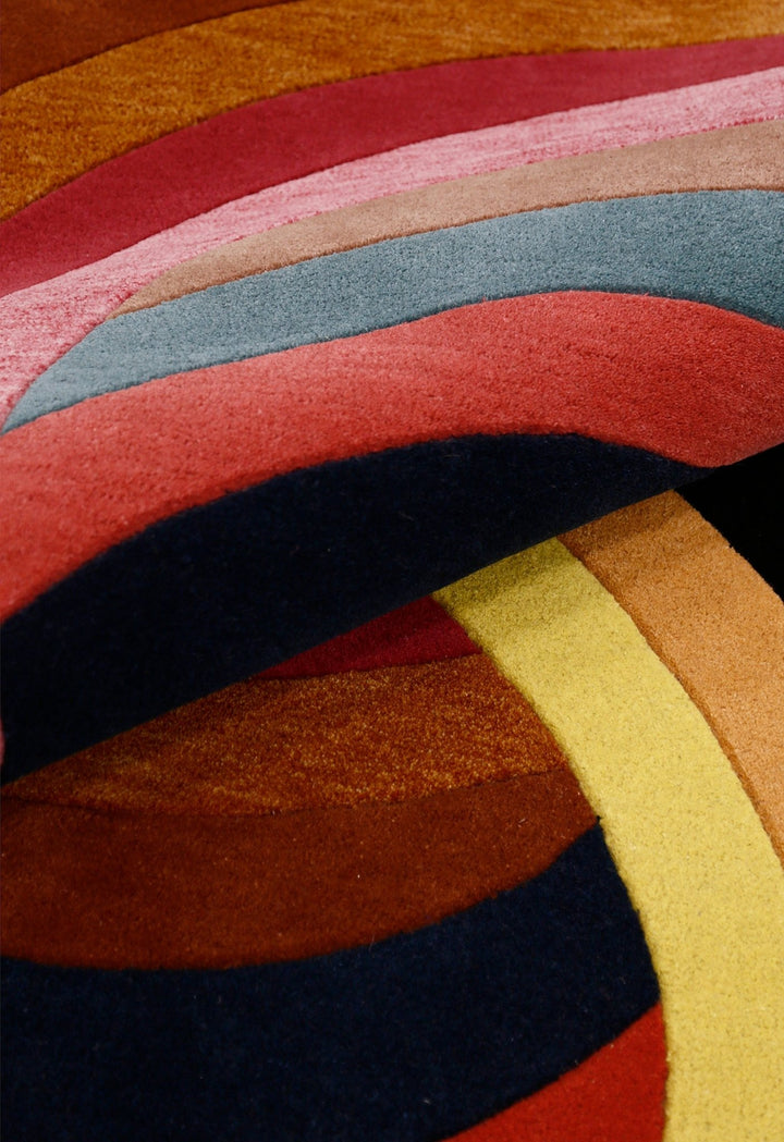 Modern Twin Rings Multicolor Hand Tufted 5x7 Wool Rug - The Rug Decor