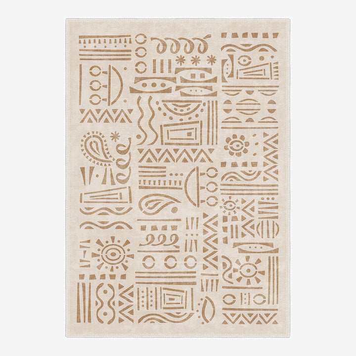 Modern Zen Beige Machine Washable Cotton Area Rug - The Rug Decor