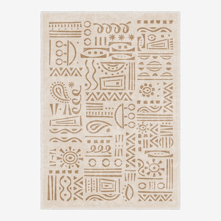 Modern Zen Beige Machine Washable Cotton Area Rug - The Rug Decor