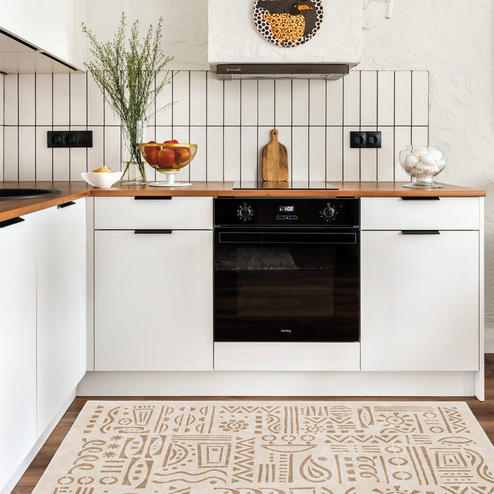 Modern Zen Beige Machine Washable Cotton Area Rug - The Rug Decor