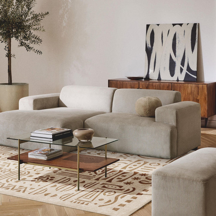 Modern Zen Beige Machine Washable Cotton Area Rug - The Rug Decor