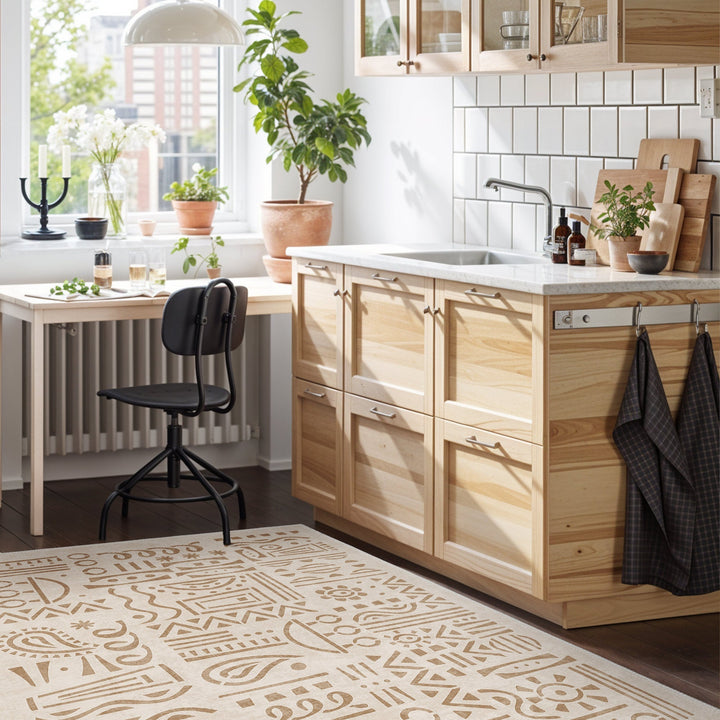 Modern Zen Beige Machine Washable Cotton Area Rug - The Rug Decor