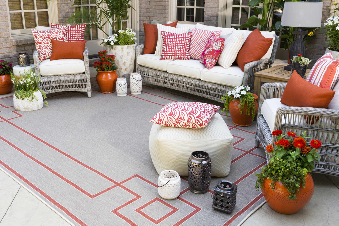 Moffett Modern Geometric Design Rust Rug
