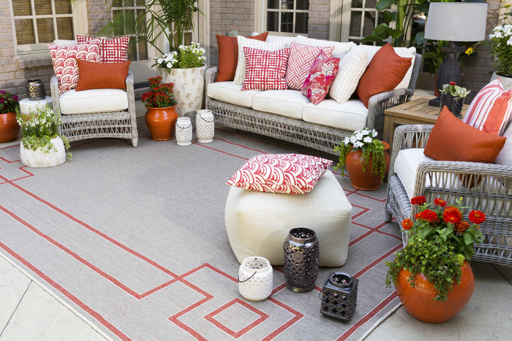 Moffett Modern Geometric Design Rust Rug