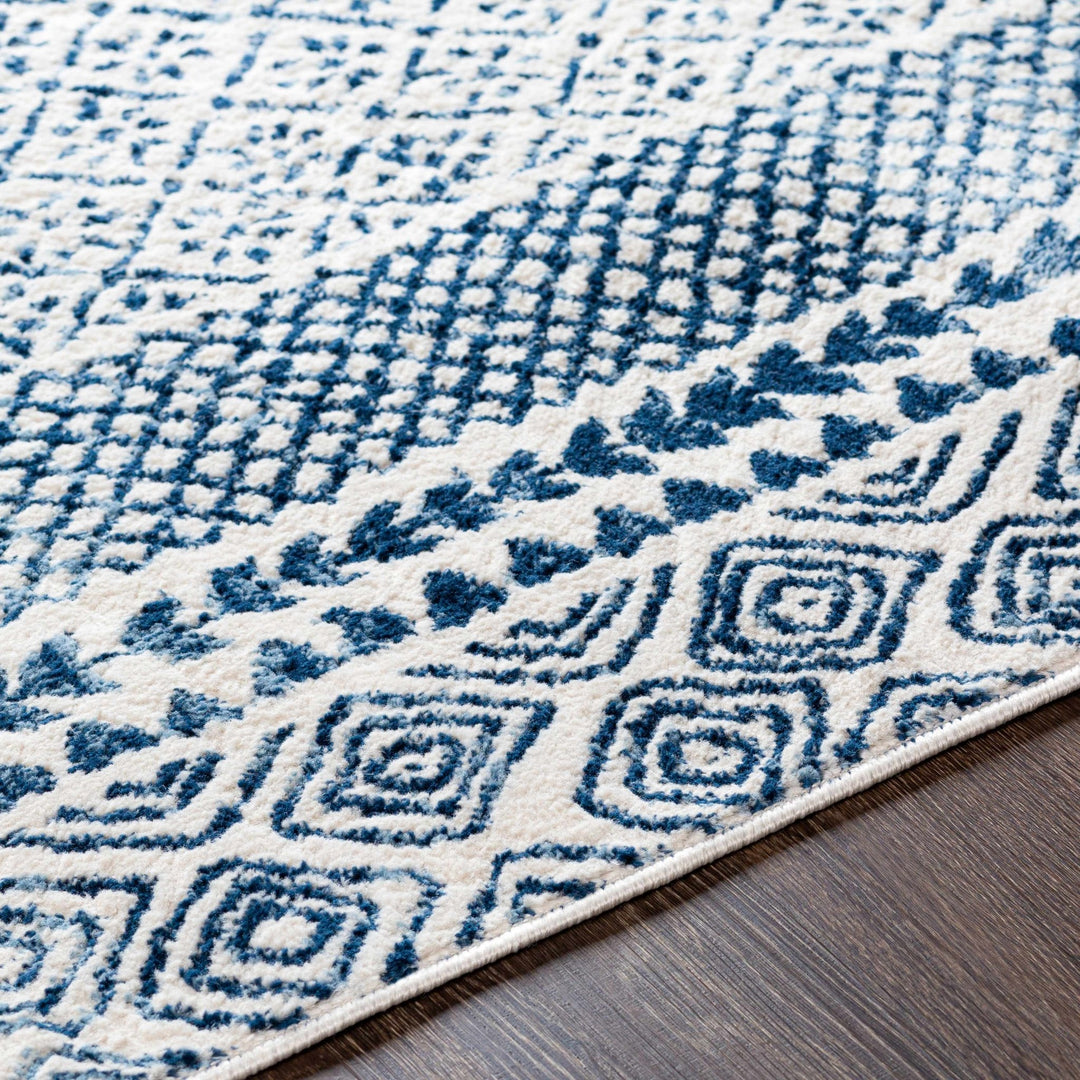 Mohrsville Blue And Ivory Modern Geometrical Design Area Rug - The Rug Decor
