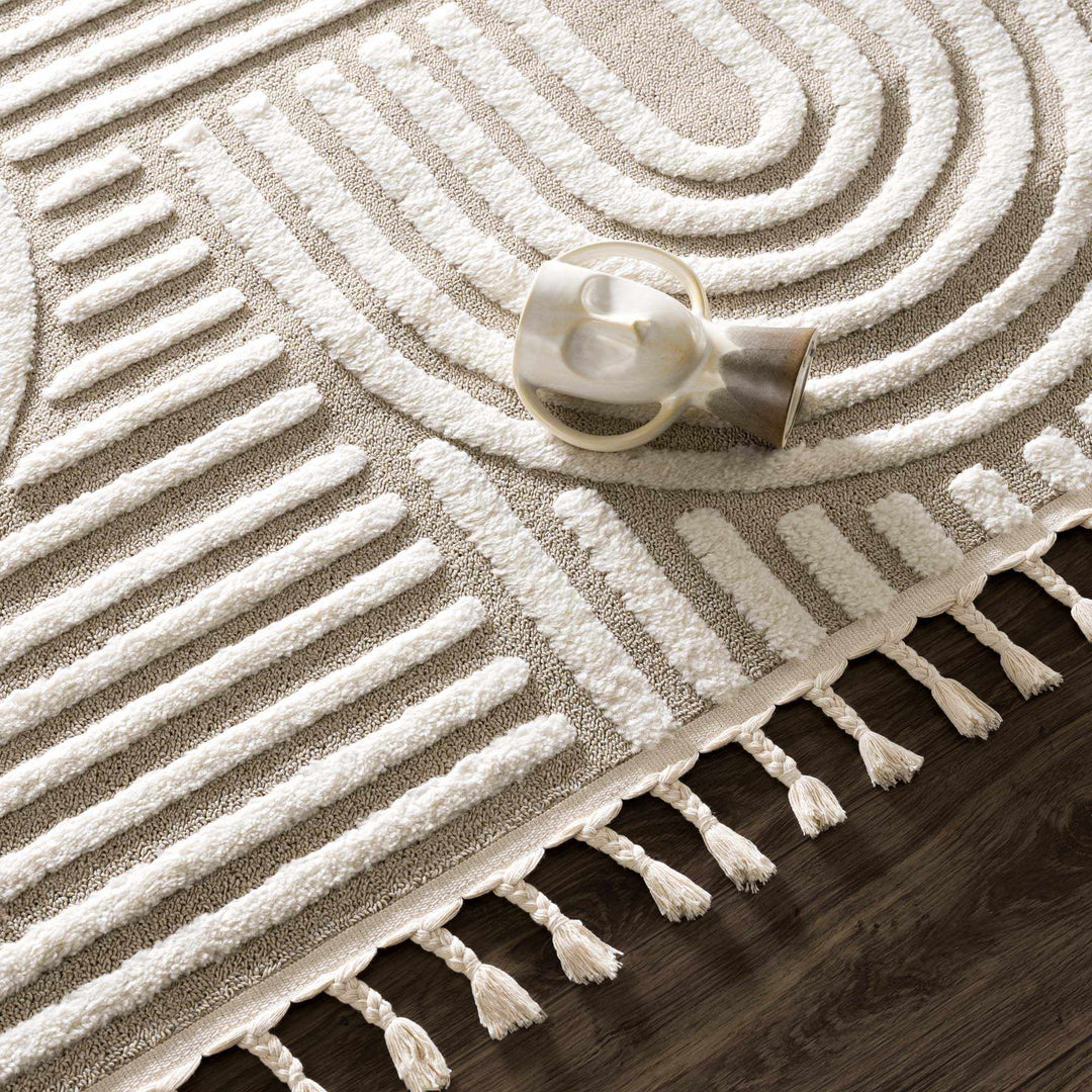 Moise Beige Modern Geometric Design Rug - The Rug Decor