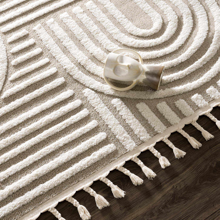 Moise Beige Modern Geometric Design Rug - The Rug Decor