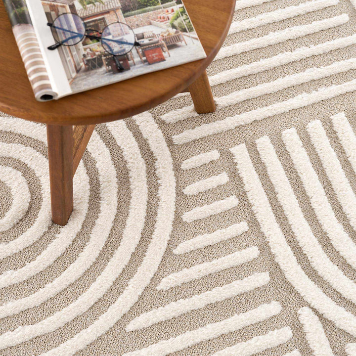 Moise Beige Modern Geometric Design Rug - The Rug Decor