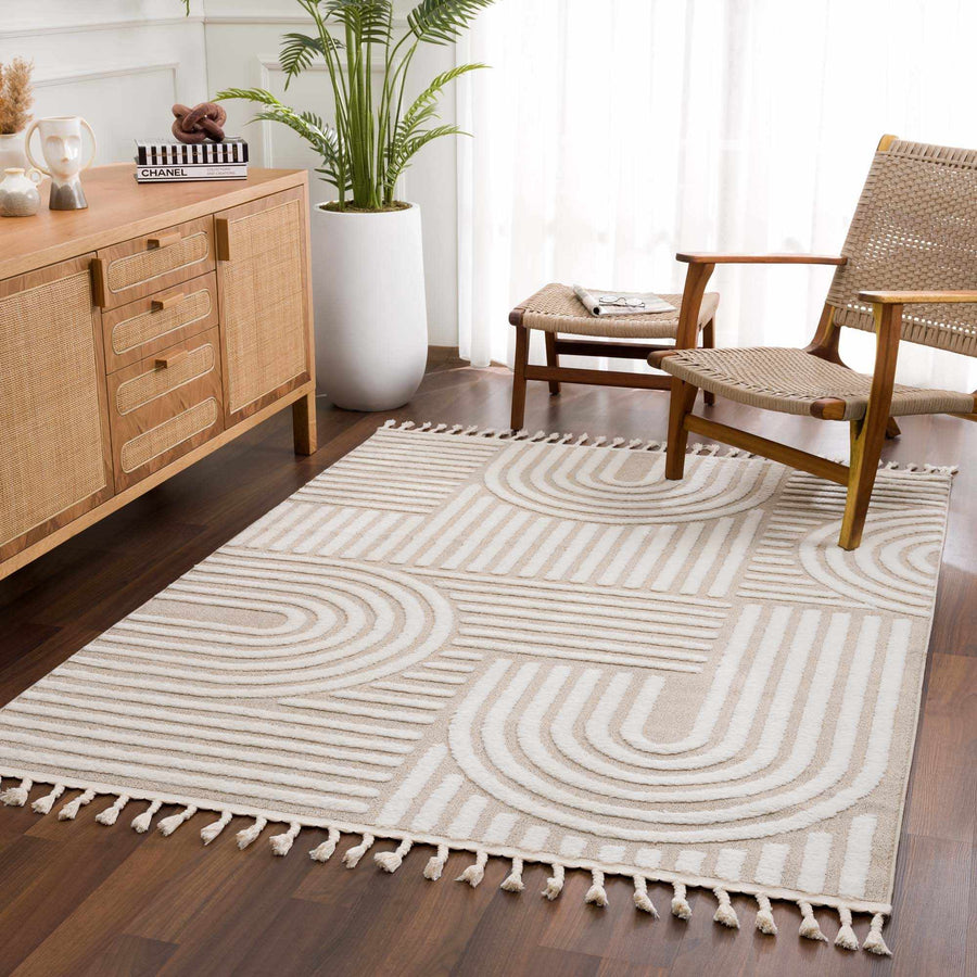 Moise Beige Modern Geometric Design Rug - The Rug Decor