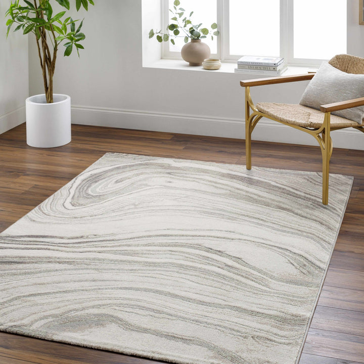 Mojil Modern Abstract Design Ivory And Gray Area Rug - The Rug Decor