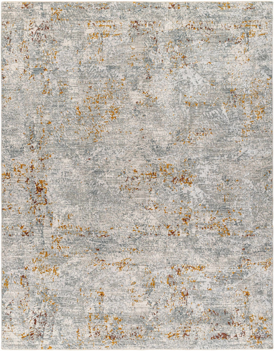 Moke Modern Abstract Design Beige & Gray Rug with Fringes - The Rug Decor