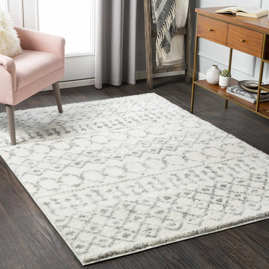 Monarch Ivory And Gray Modern Geometrical Design Area Rug