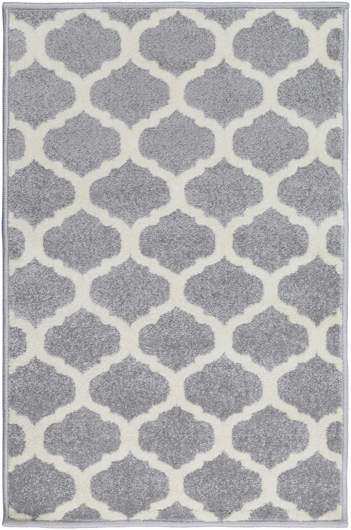 Mongo Ivory And Gray Modern Geometrical Design Area Rug
