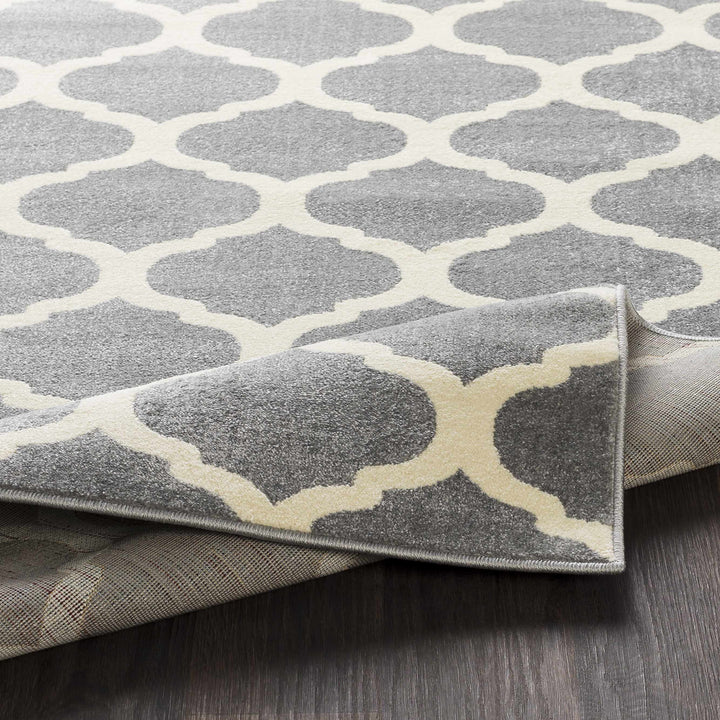 Mongo Ivory And Gray Modern Geometrical Design Area Rug