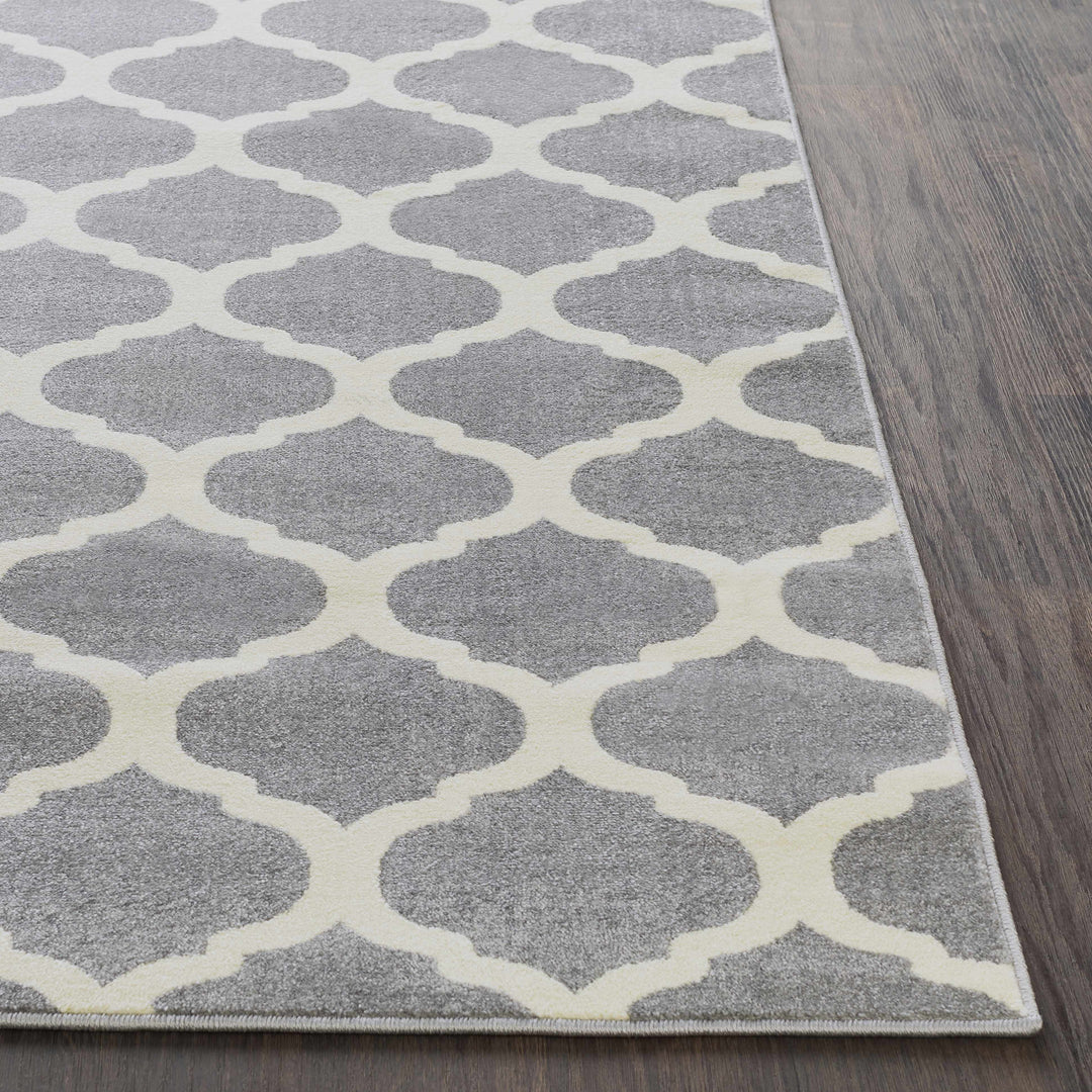Mongo Ivory And Gray Modern Geometrical Design Area Rug