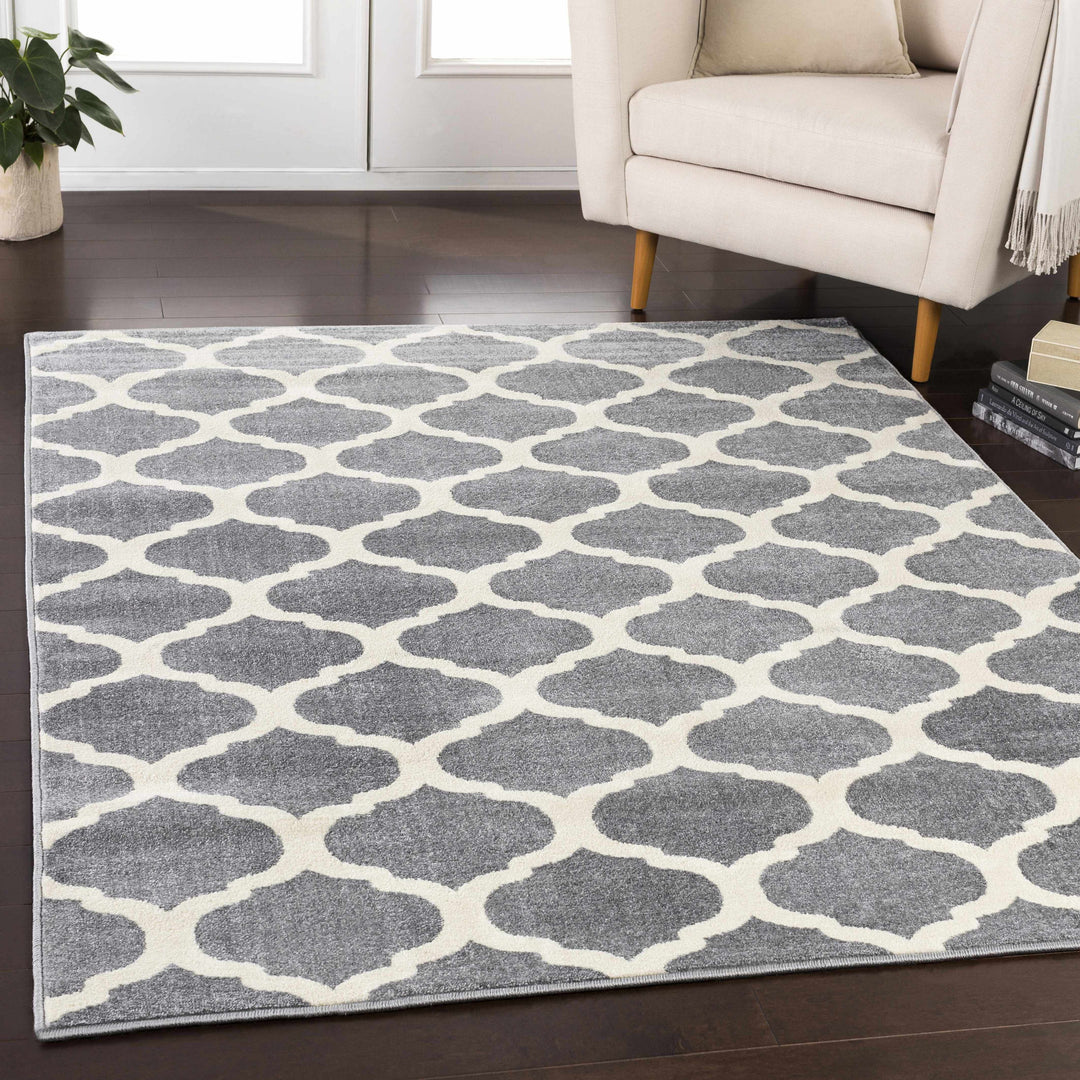 Mongo Ivory And Gray Modern Geometrical Design Area Rug