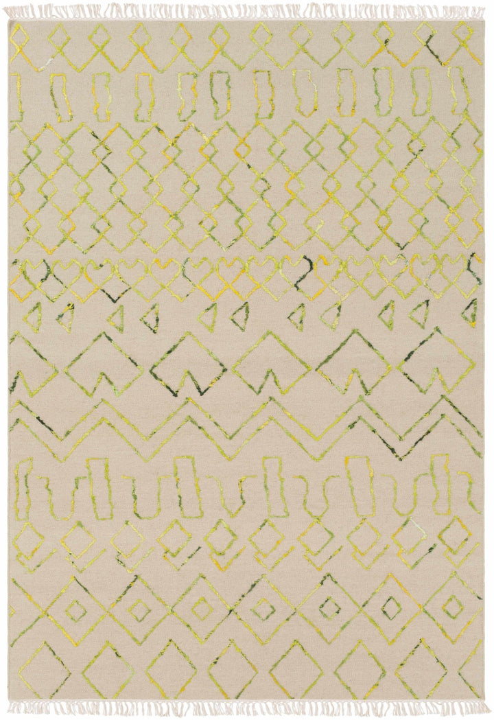 Monitor Modern Style Beige And Green Hand Woven Area Rug - The Rug Decor
