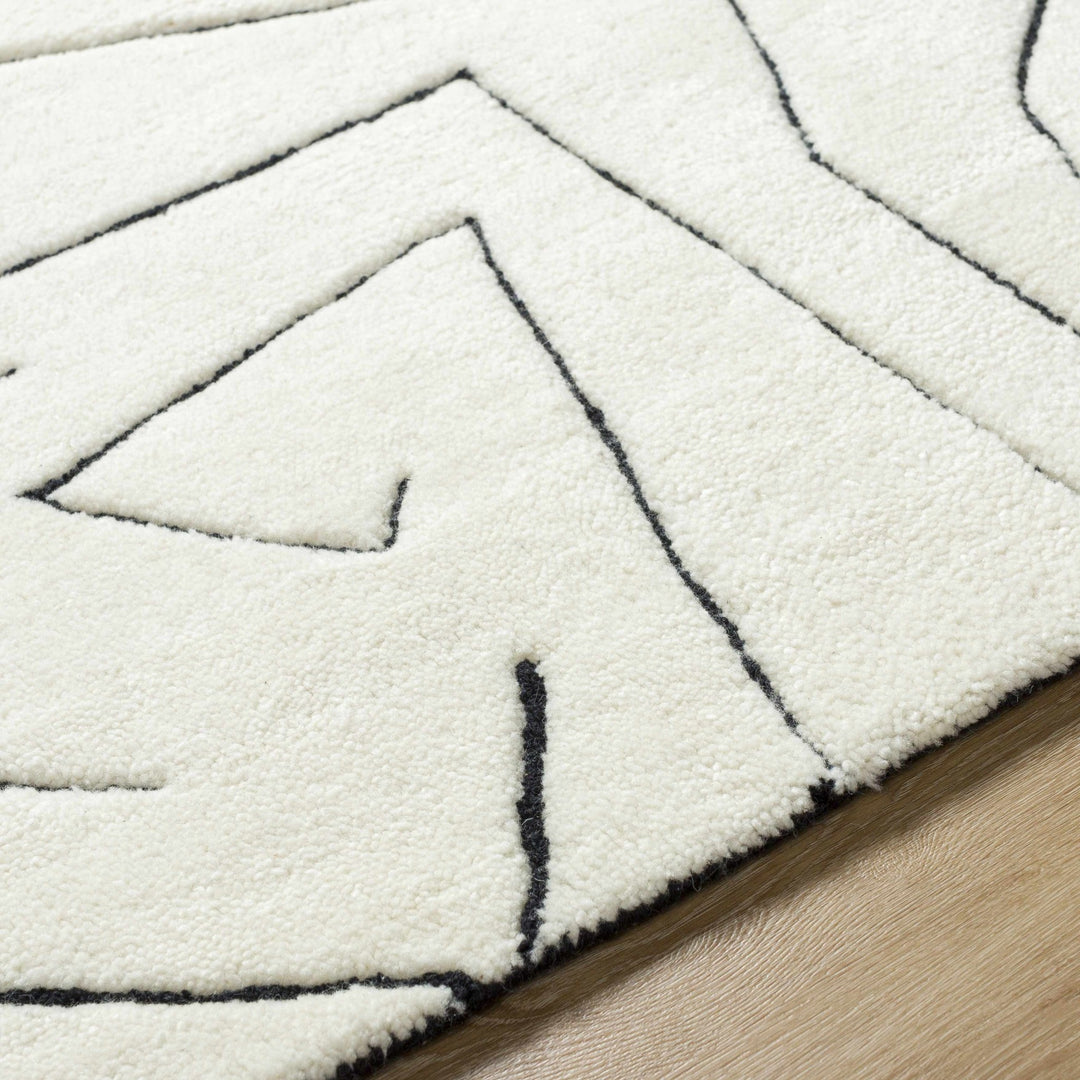 Mony Contemporary Style Cream And Black Hand Tufted Wool Rug - The Rug Decor
