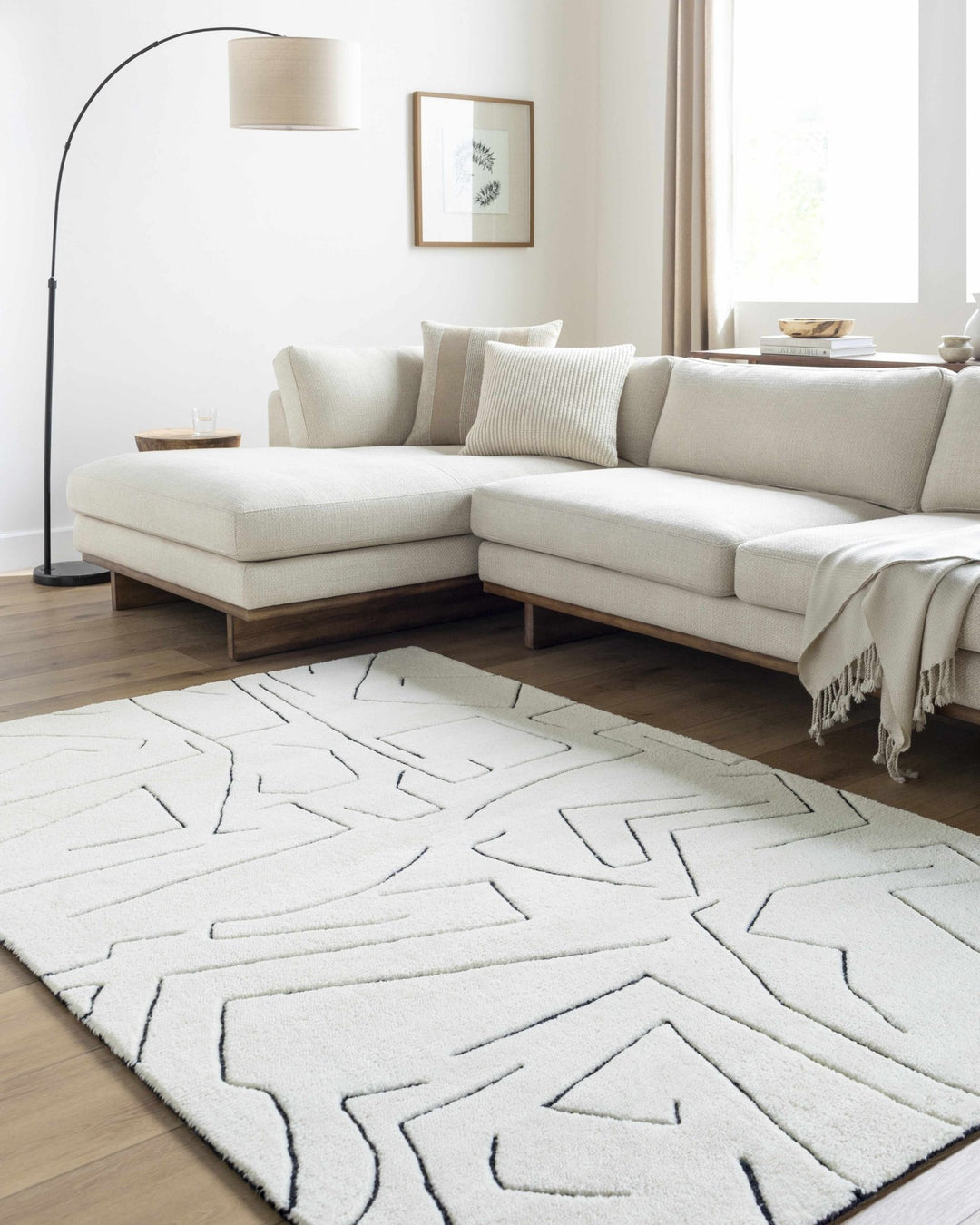 Mony Contemporary Style Cream And Black Hand Tufted Wool Rug - The Rug Decor