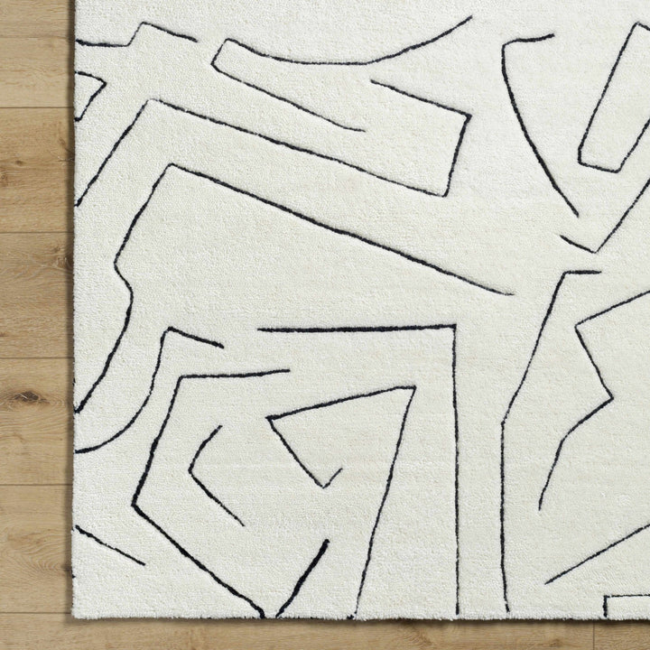 Mony Contemporary Style Cream And Black Hand Tufted Wool Rug - The Rug Decor