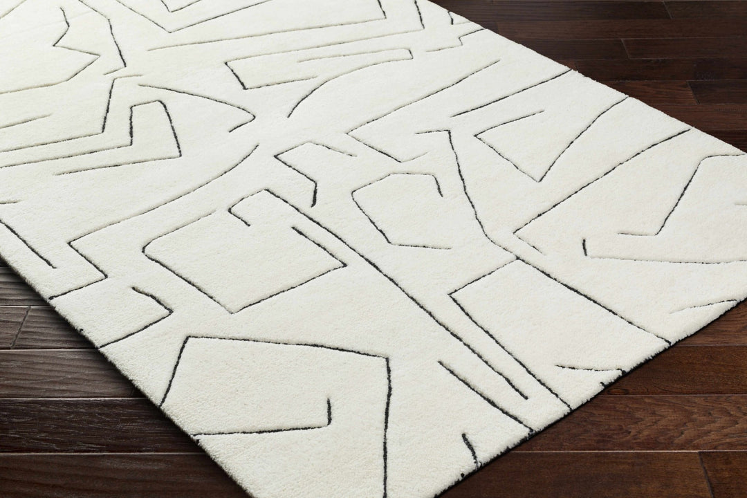 Mony Contemporary Style Cream And Black Hand Tufted Wool Rug - The Rug Decor