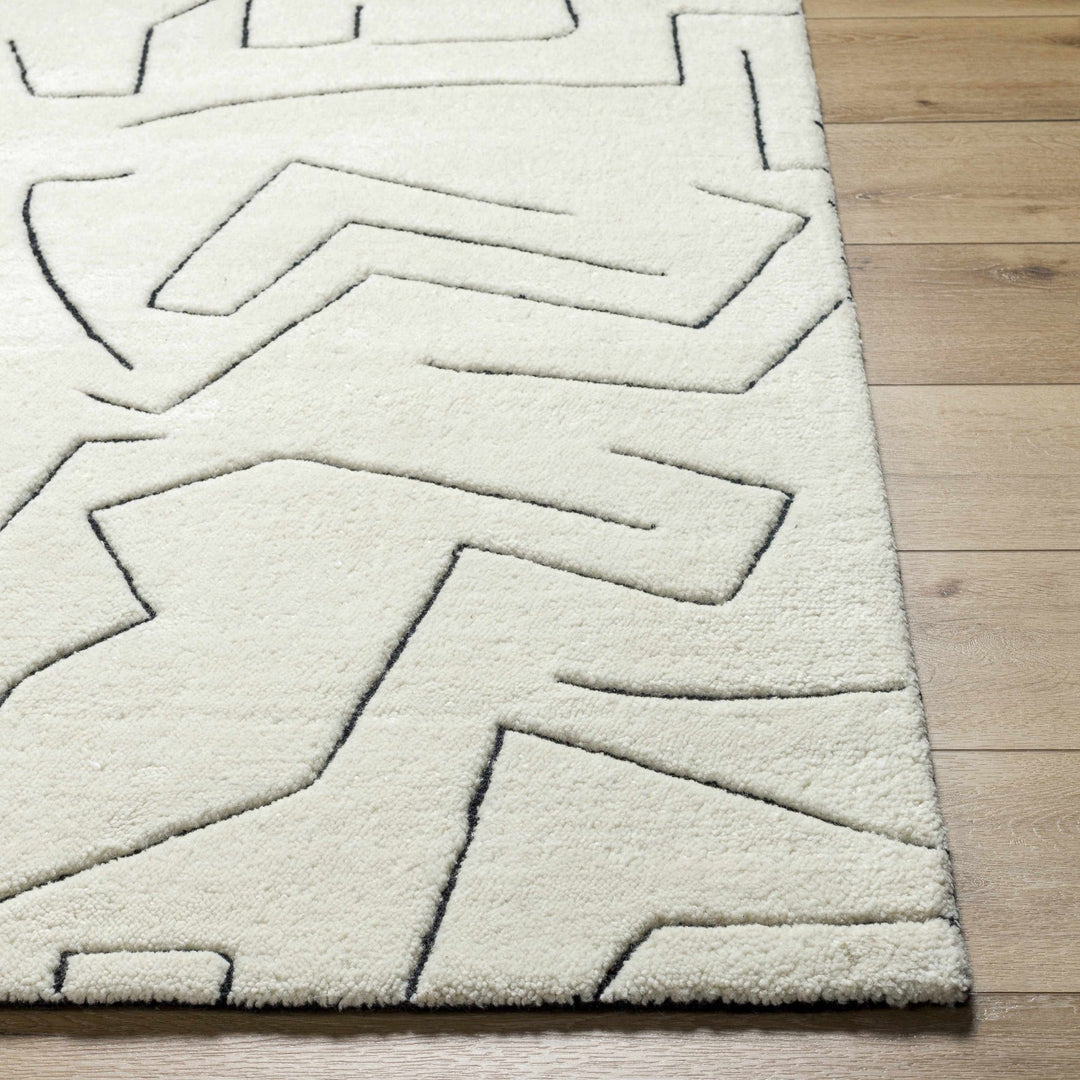 Mony Contemporary Style Cream And Black Hand Tufted Wool Rug - The Rug Decor