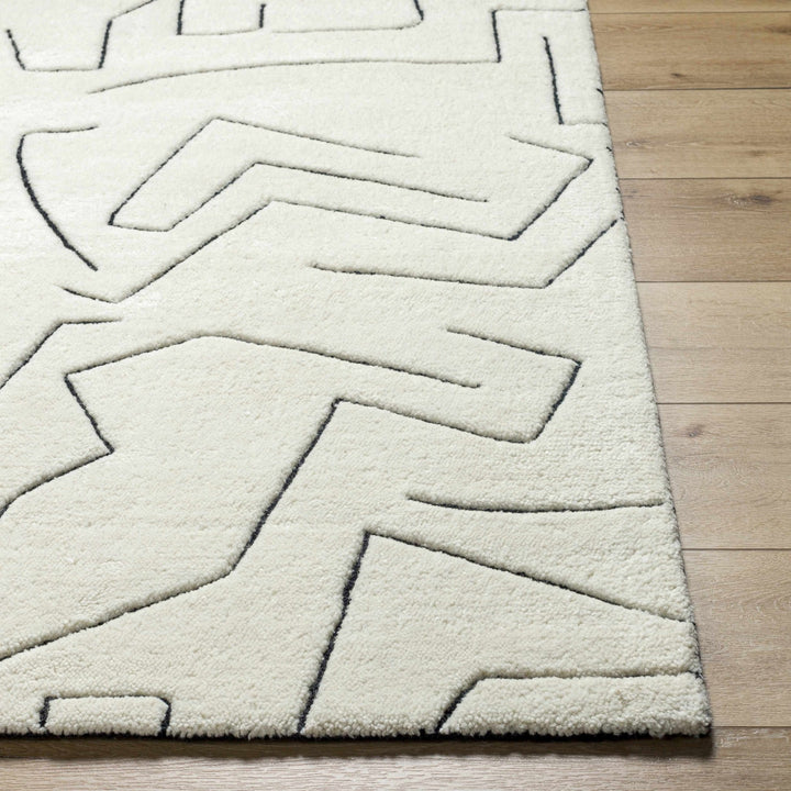 Mony Contemporary Style Cream And Black Hand Tufted Wool Rug - The Rug Decor
