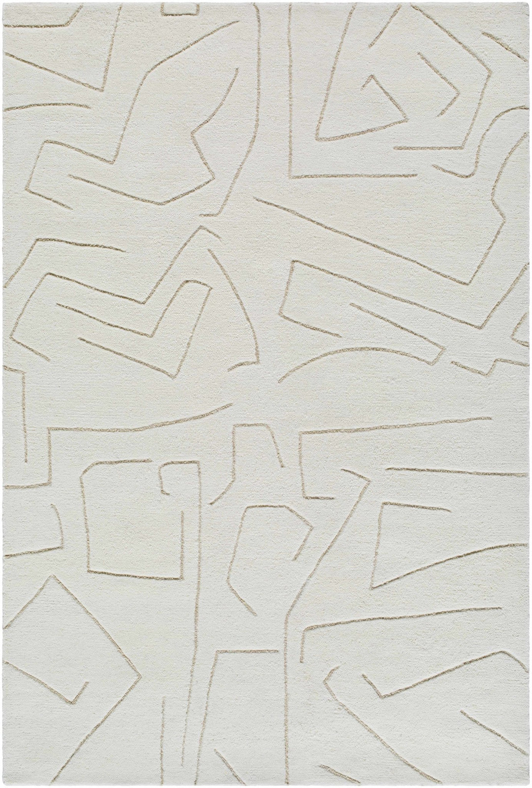 Mony Modern Abstract Design Beige Hand Tufted Wool Rug - The Rug Decor