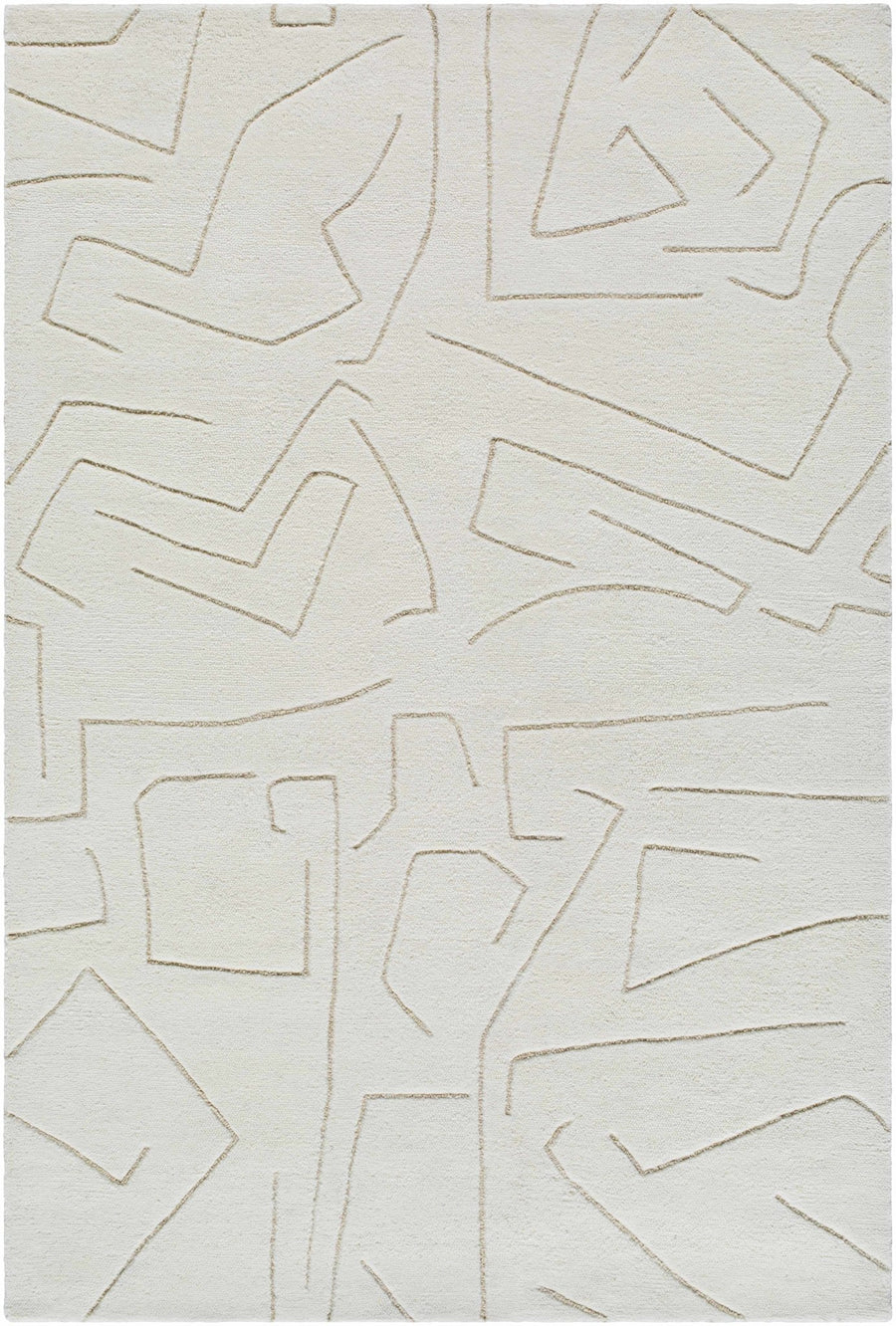 Mony Modern Abstract Design Beige Hand Tufted Wool Rug - The Rug Decor