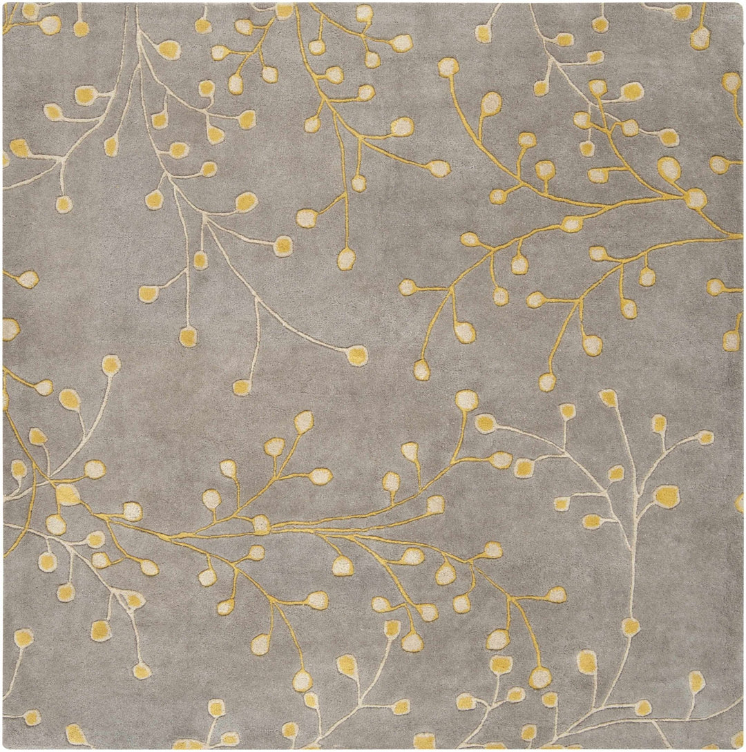 Moon Modern Botanical Gray And Mustard Wool Area Rug - The Rug Decor