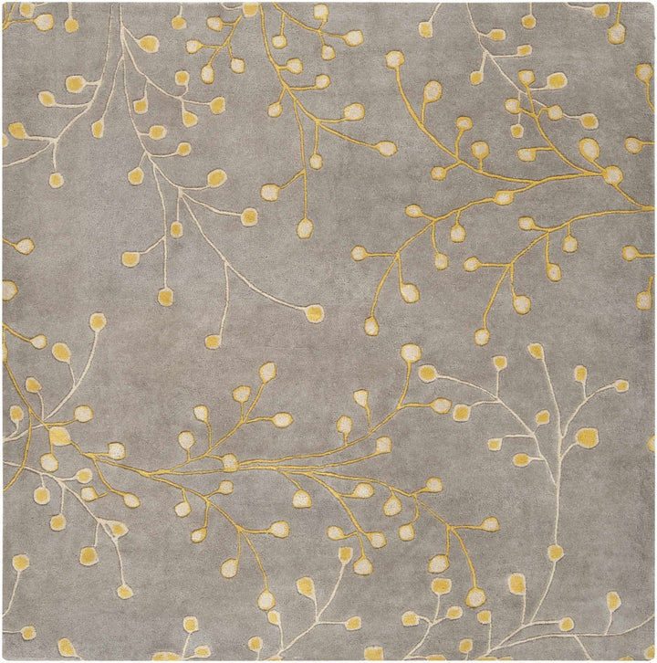 Moon Modern Botanical Gray And Mustard Wool Area Rug - The Rug Decor