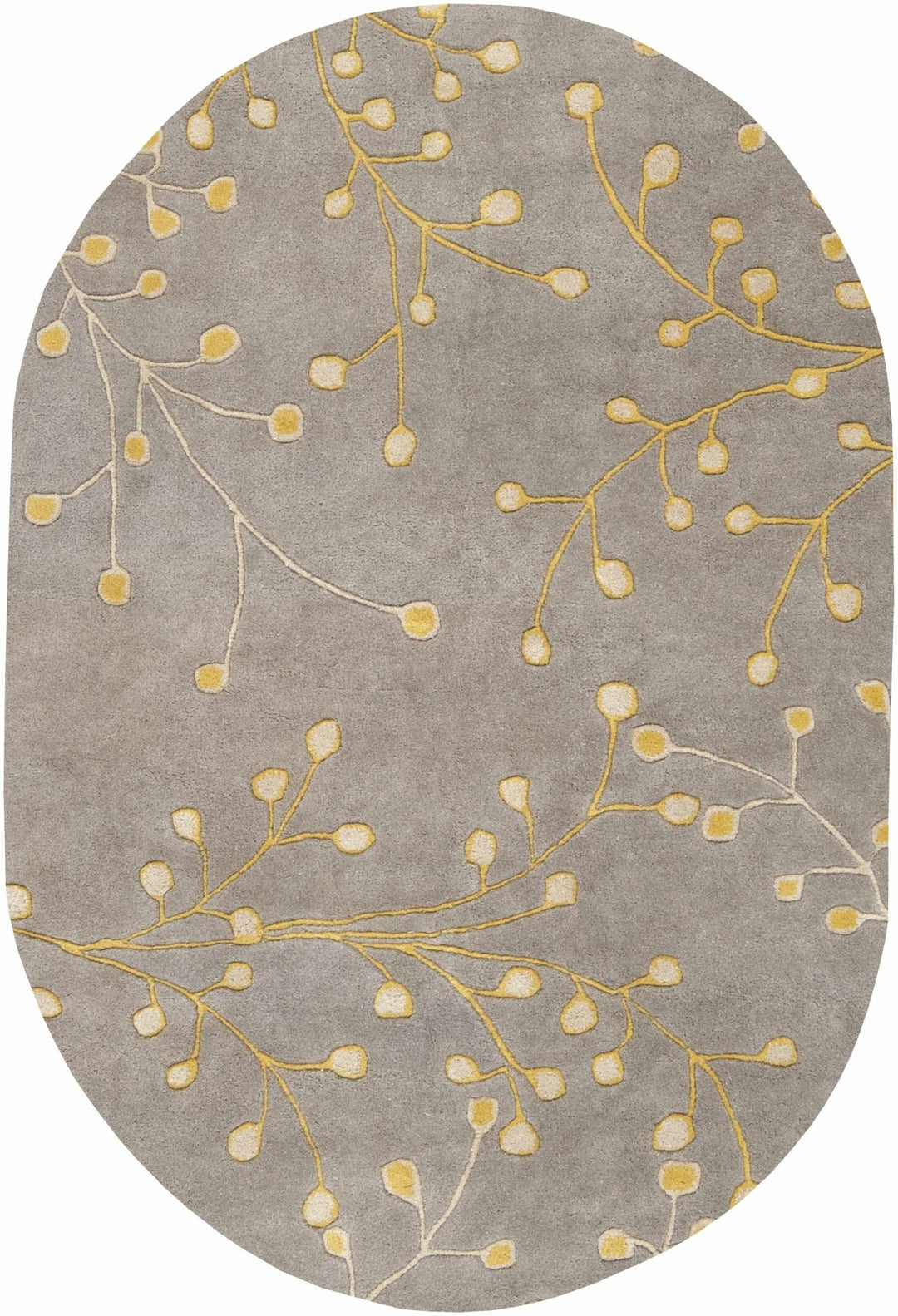 Moon Modern Botanical Gray And Mustard Wool Area Rug - The Rug Decor
