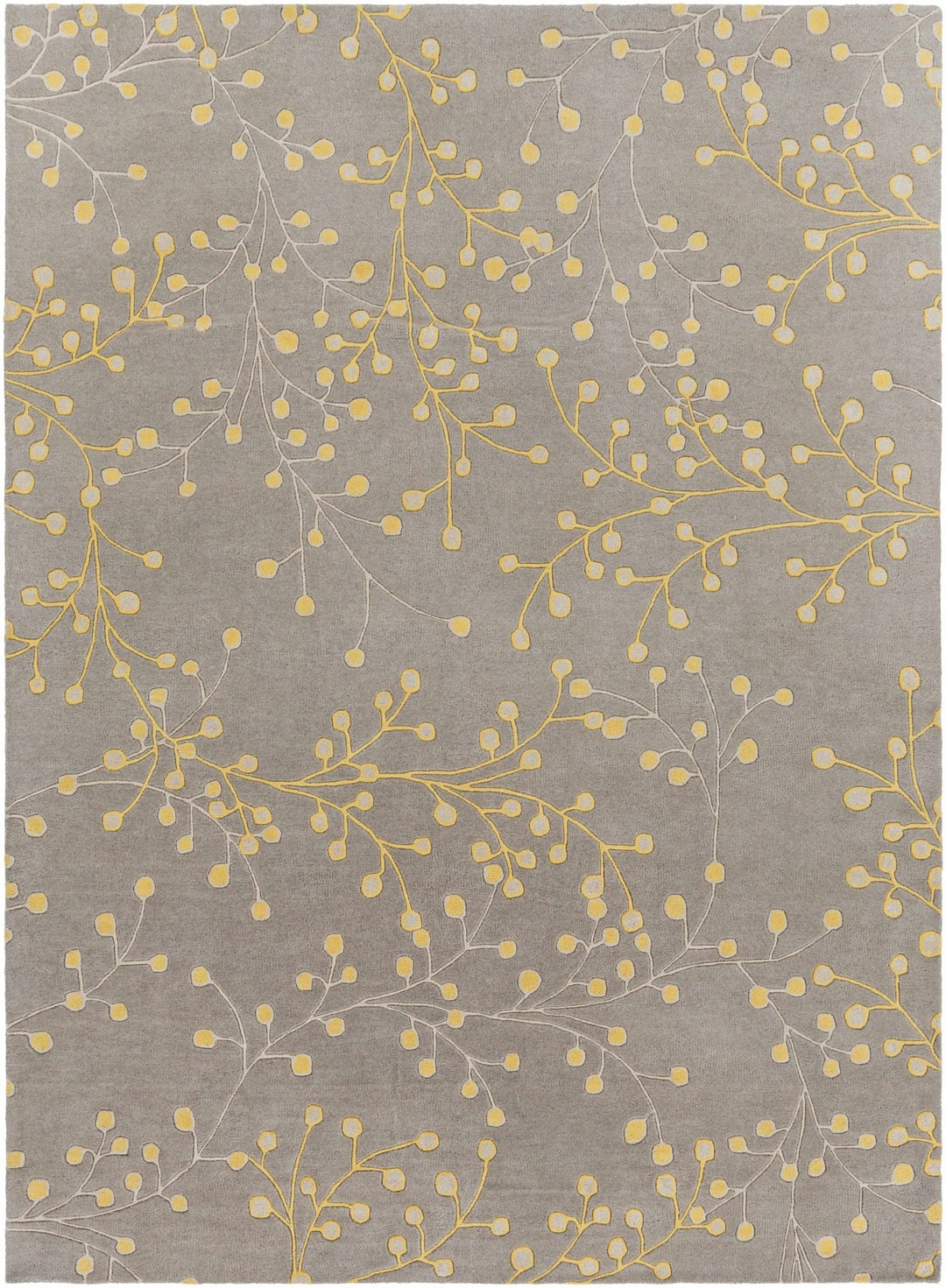 Moon Modern Botanical Gray And Mustard Wool Area Rug - The Rug Decor