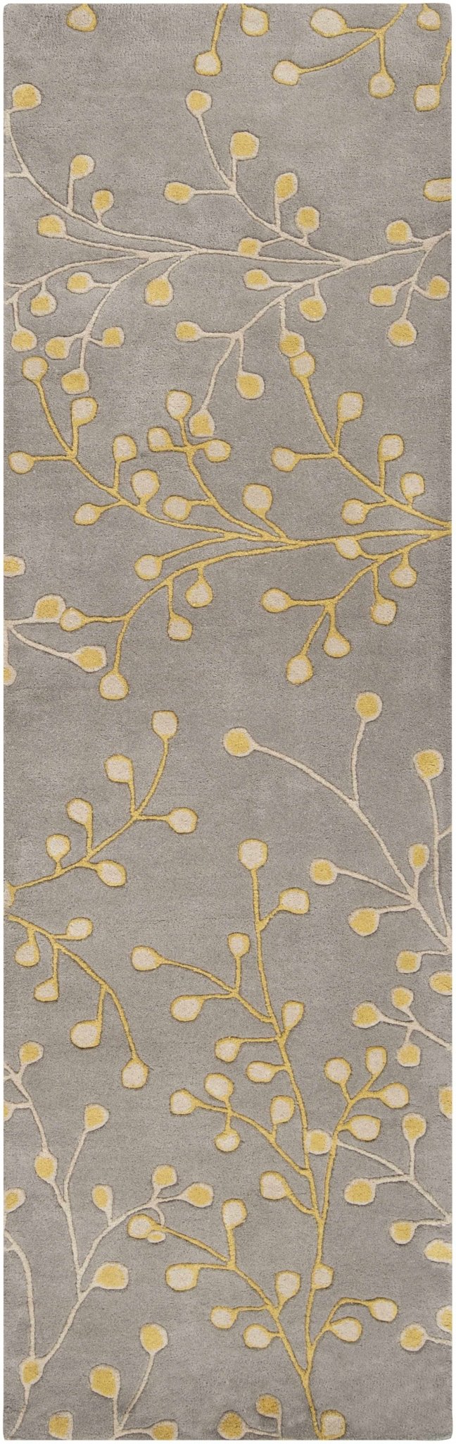Moon Modern Botanical Gray And Mustard Wool Area Rug - The Rug Decor