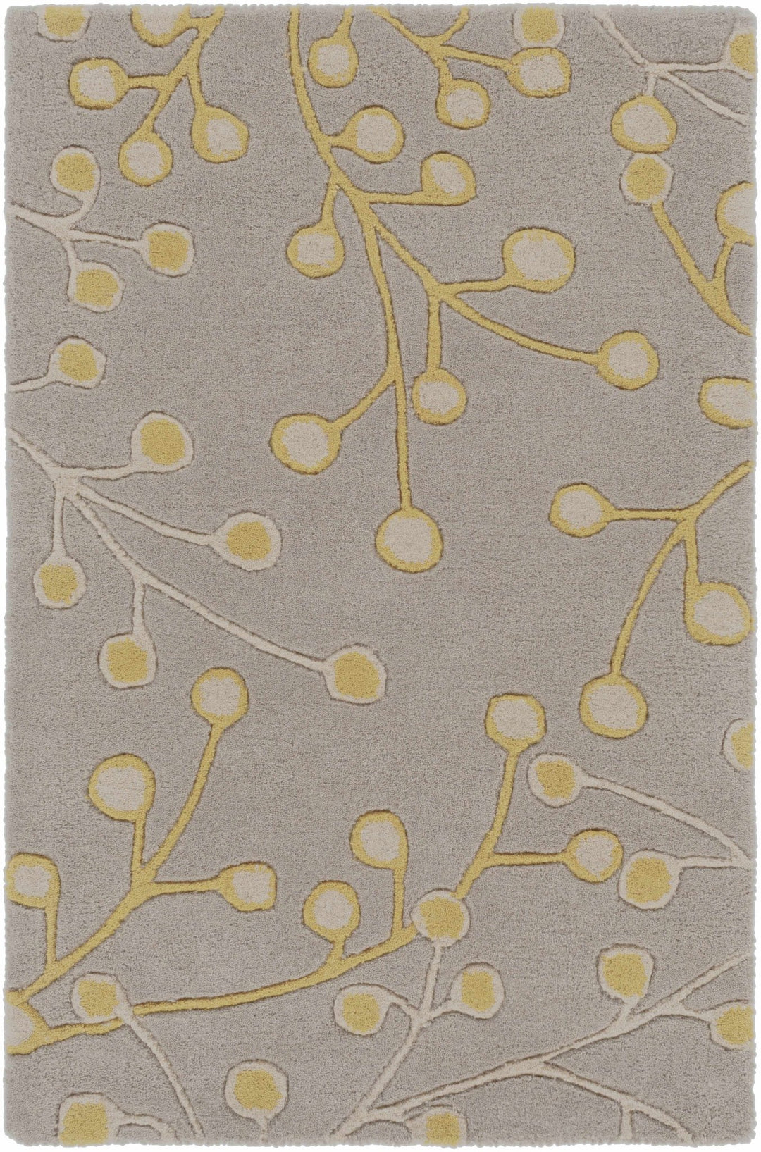 Moon Modern Botanical Gray And Mustard Wool Area Rug - The Rug Decor