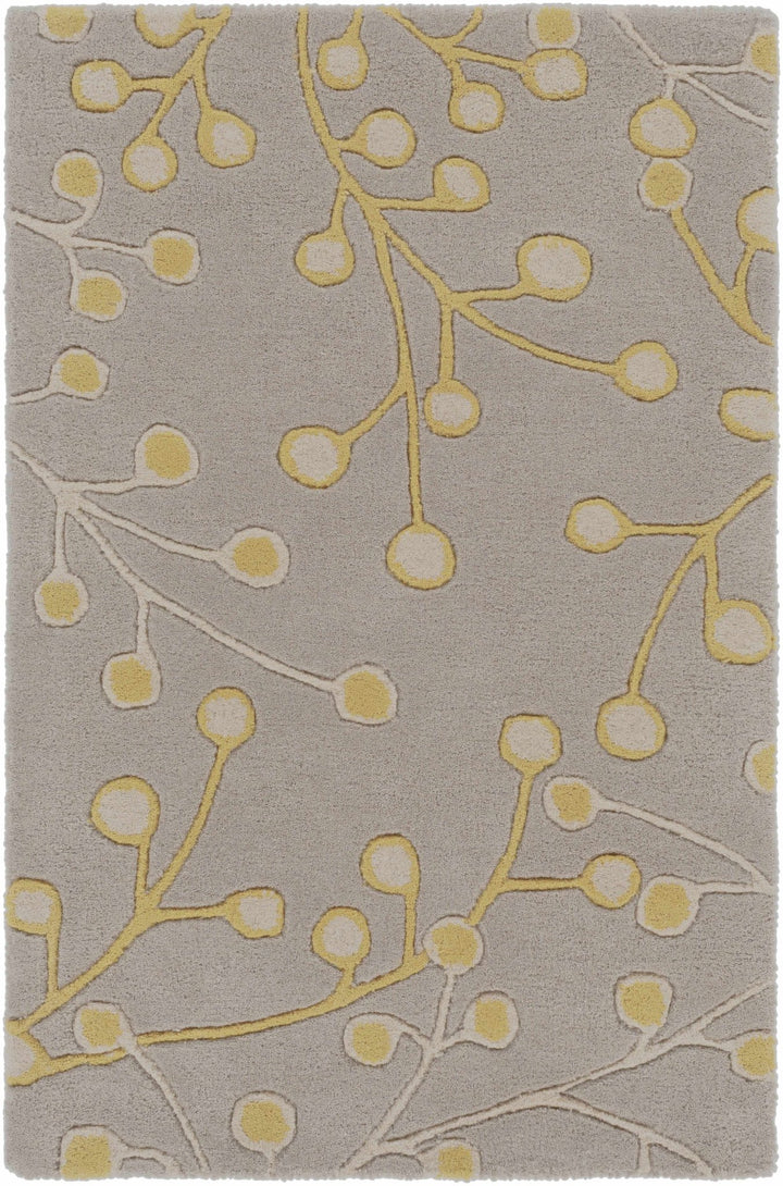 Moon Modern Botanical Gray And Mustard Wool Area Rug - The Rug Decor