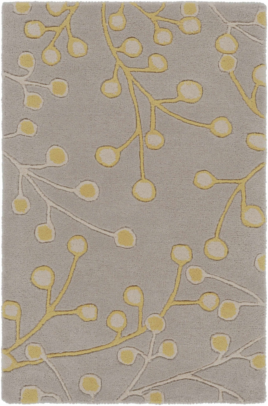 Moon Modern Botanical Gray And Mustard Wool Area Rug - The Rug Decor