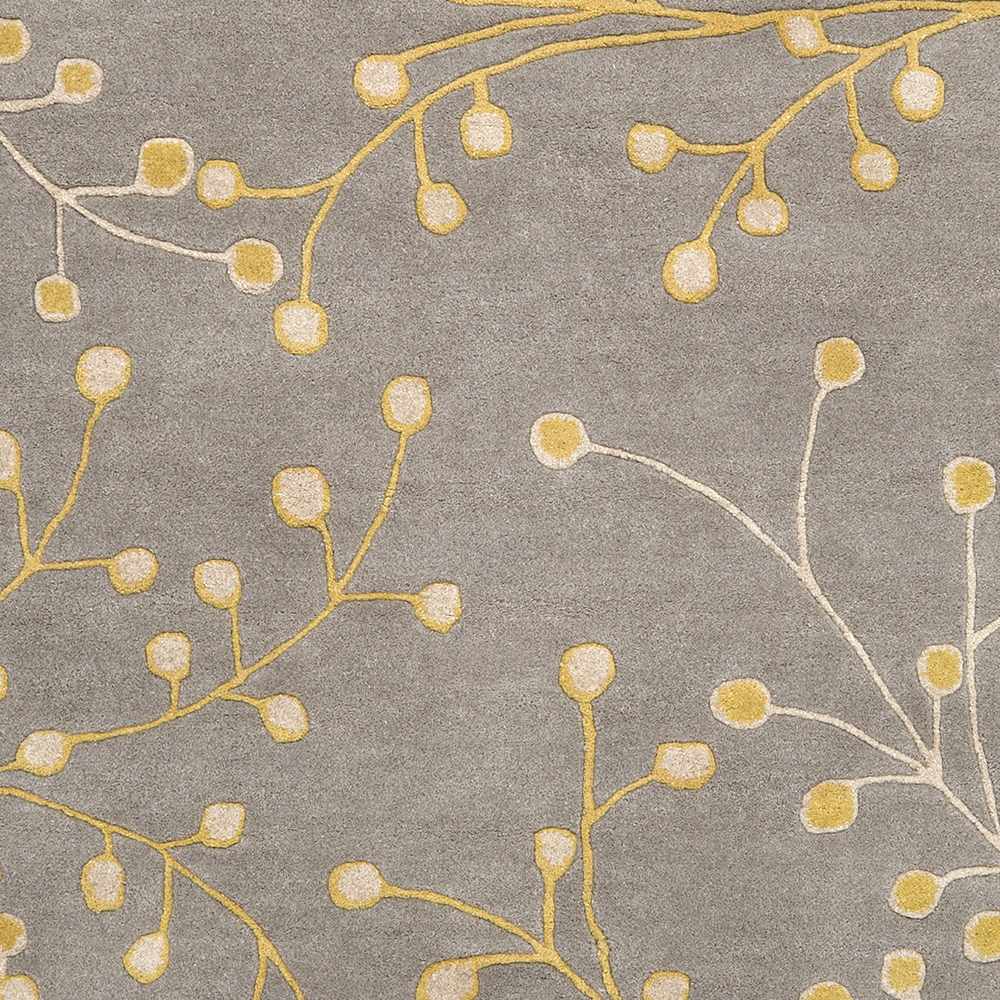Moon Modern Botanical Gray And Mustard Wool Area Rug - The Rug Decor