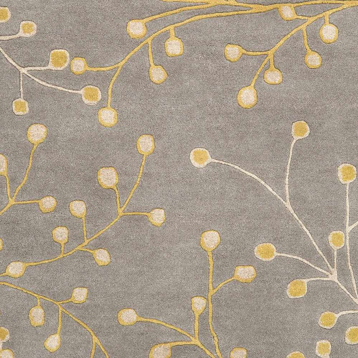 Moon Modern Botanical Gray And Mustard Wool Area Rug - The Rug Decor