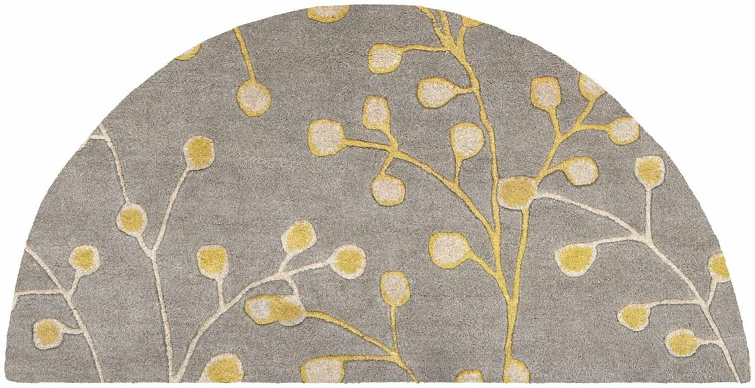 Moon Modern Botanical Gray And Mustard Wool Area Rug - The Rug Decor