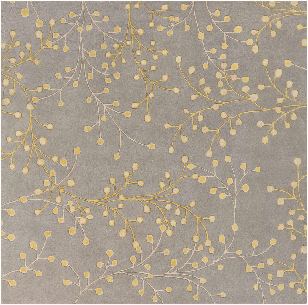 Moon Modern Botanical Gray And Mustard Wool Area Rug - The Rug Decor