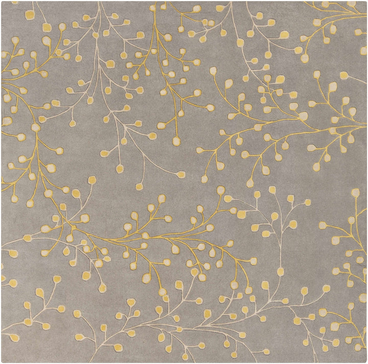 Moon Modern Botanical Gray And Mustard Wool Area Rug - The Rug Decor