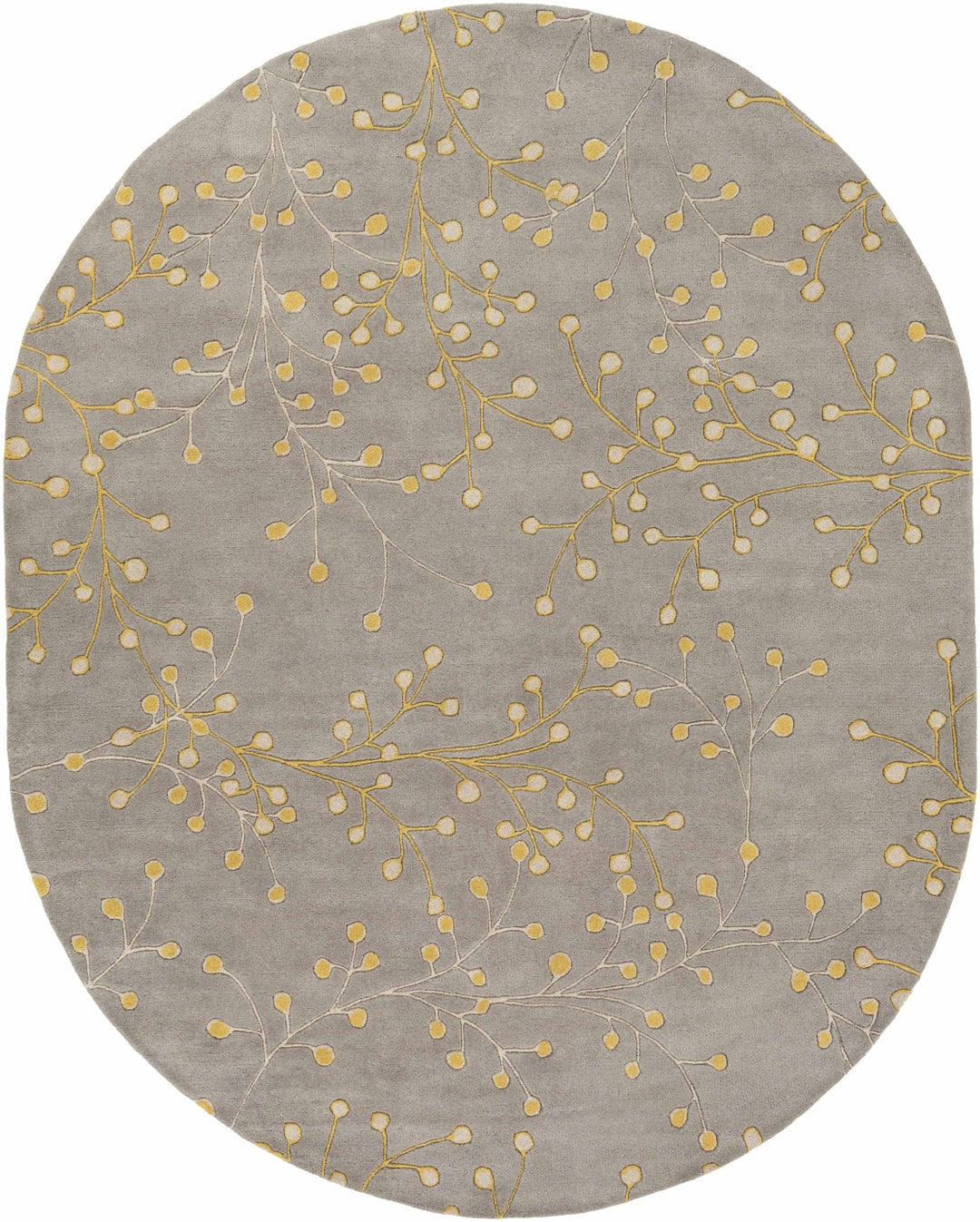 Moon Modern Botanical Gray And Mustard Wool Area Rug - The Rug Decor