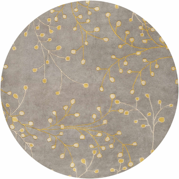 Moon Modern Botanical Gray And Mustard Wool Area Rug - The Rug Decor
