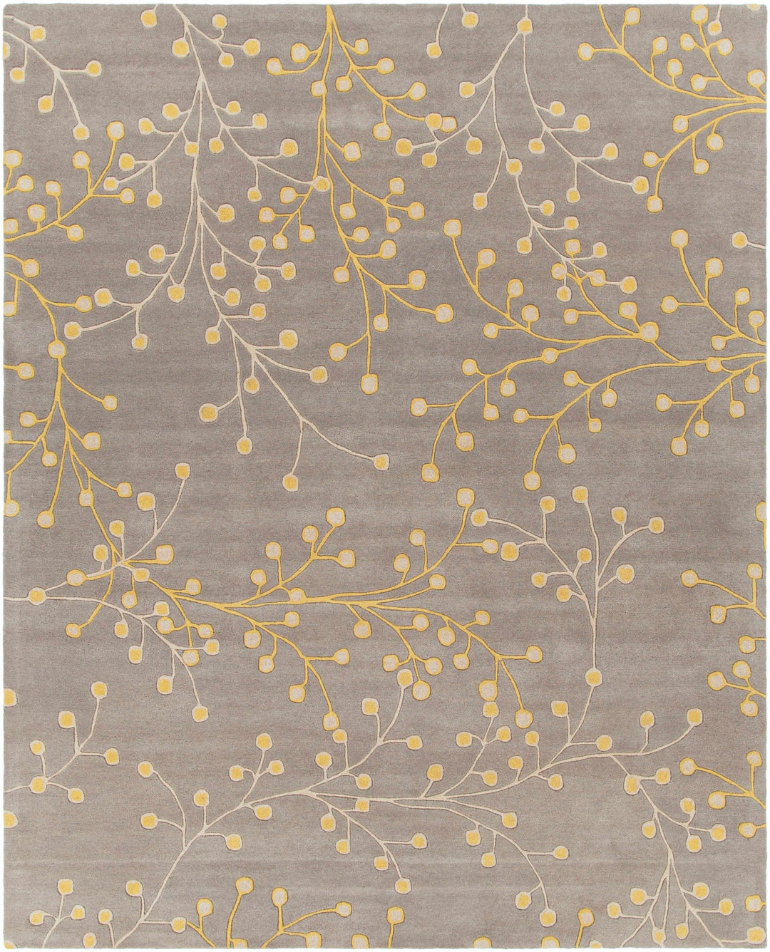 Moon Modern Botanical Gray And Mustard Wool Area Rug - The Rug Decor