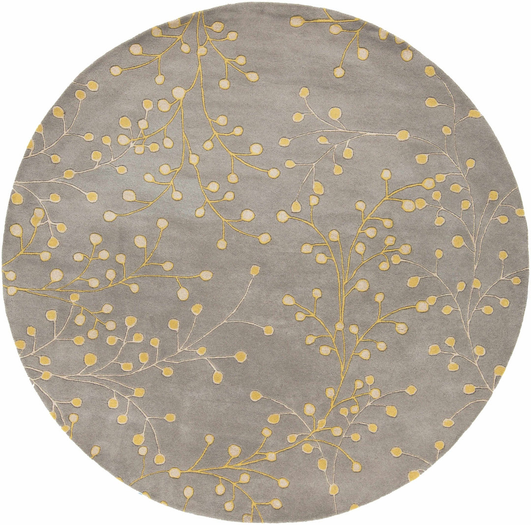 Moon Modern Botanical Gray And Mustard Wool Area Rug - The Rug Decor