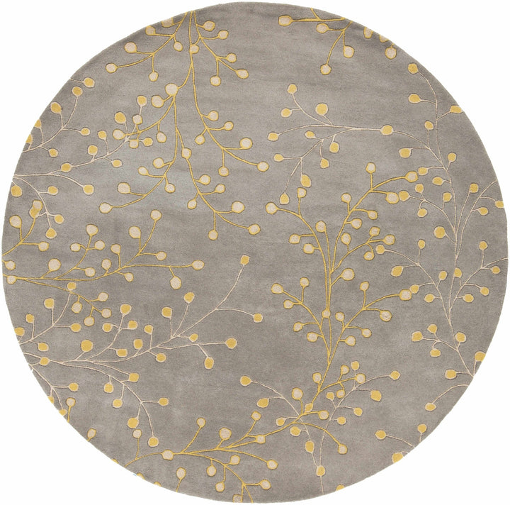 Moon Modern Botanical Gray And Mustard Wool Area Rug - The Rug Decor